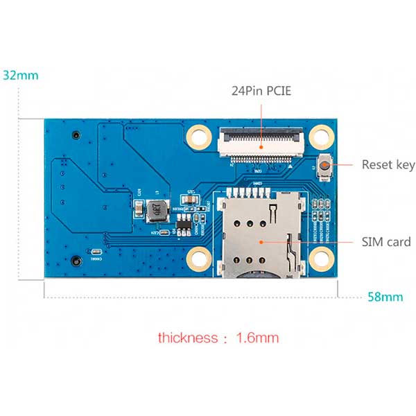 Плата расширения PCIe Socket (mPCIe + SIM) для Orange Pi 4 / 4B / 4 LTS